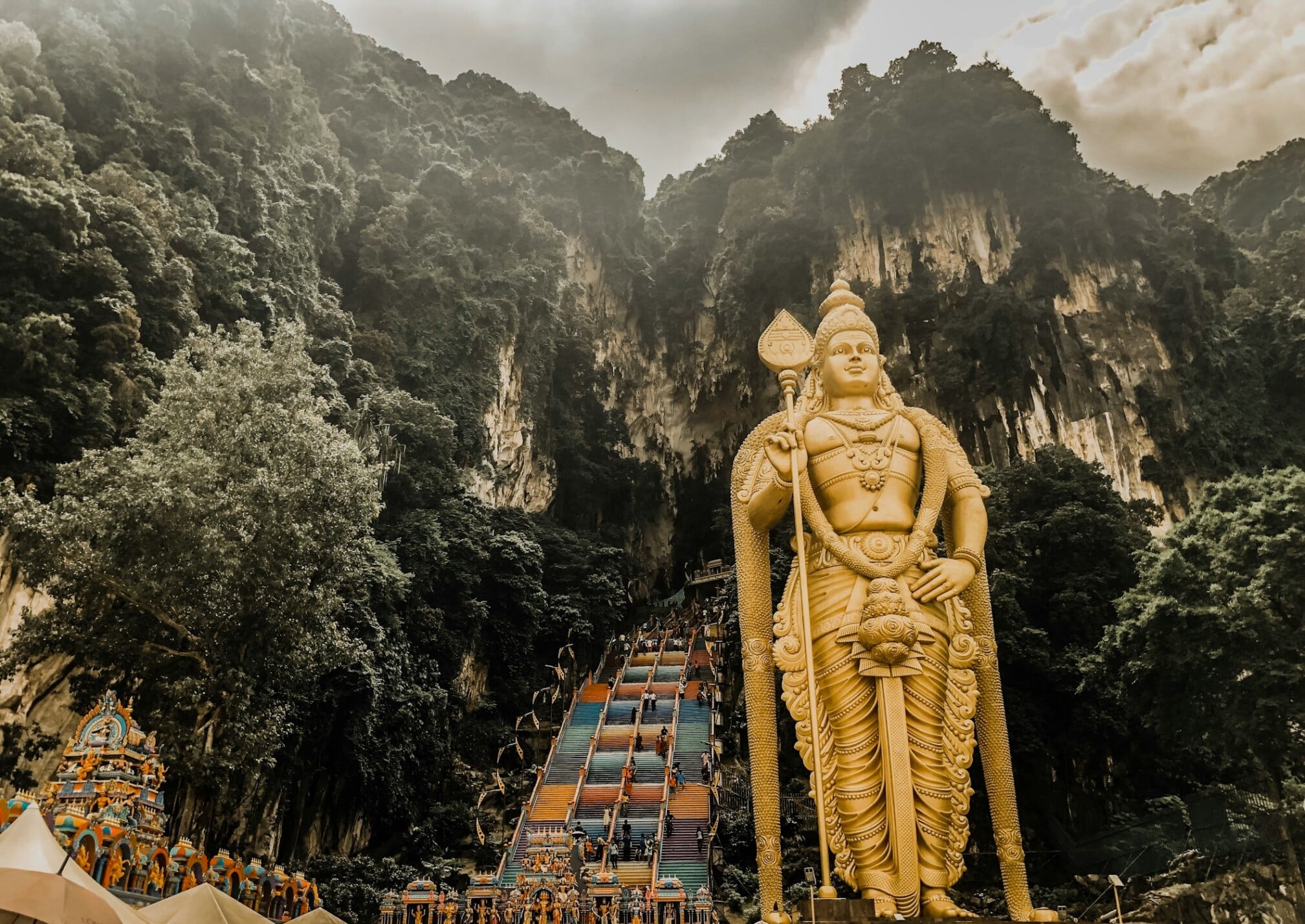 statue near mountain